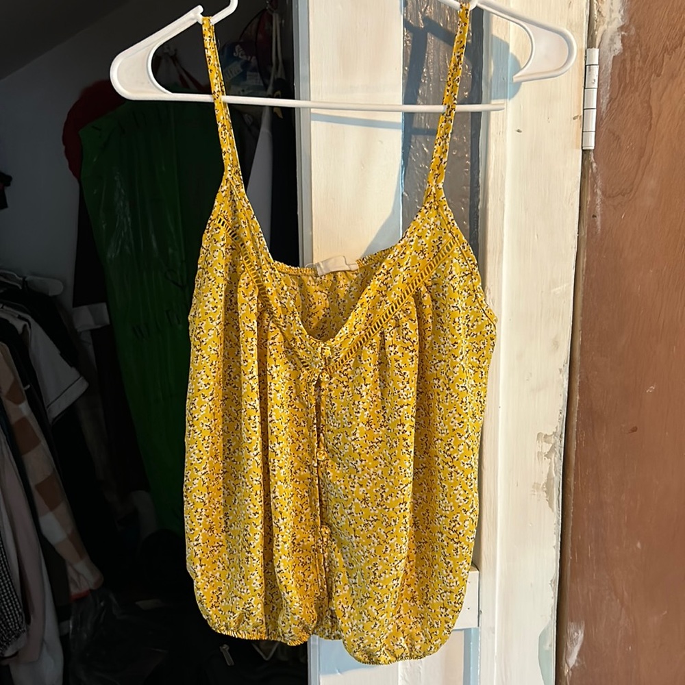 Yellow button up tank top